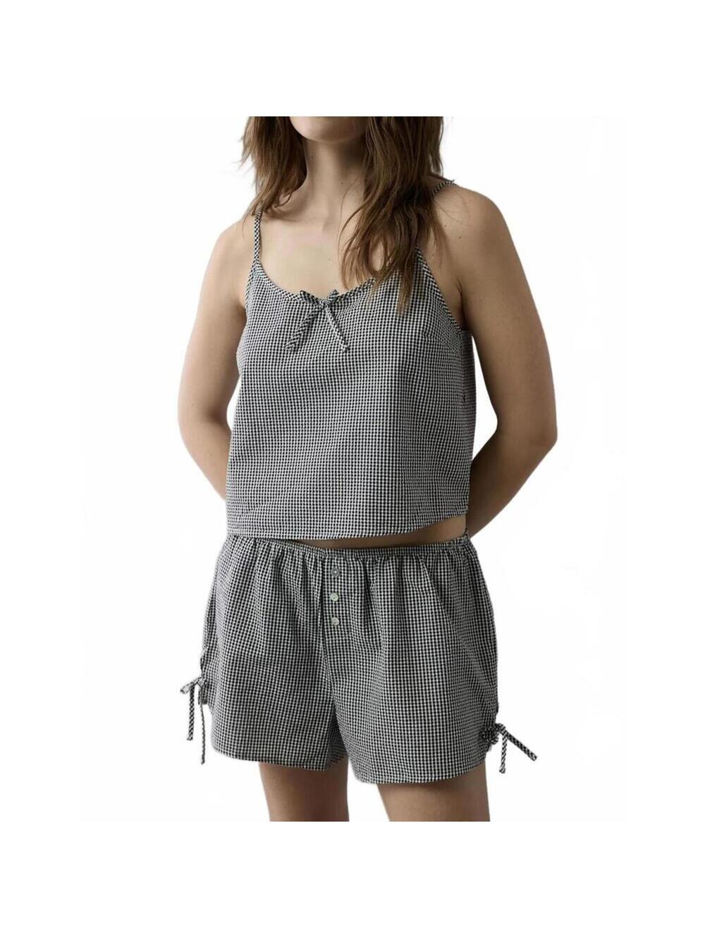 AE Flirty Woven Tank PJ Set American Eagle Black Gingham NWT Small